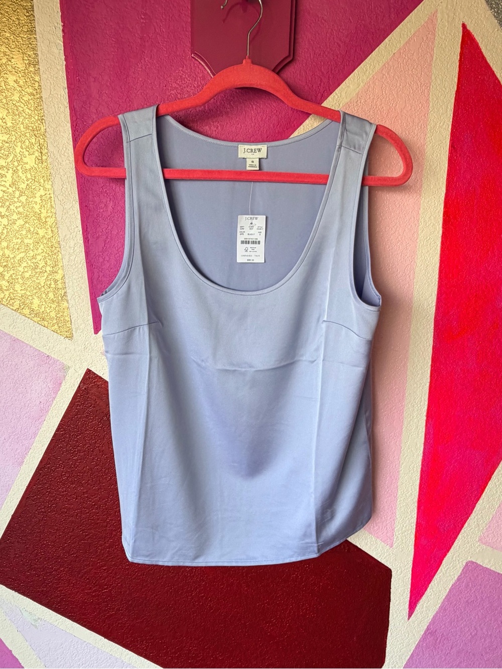 NWT J.Crew Satin Scoop Neck Tank Top Sz S Periwinkle Blue